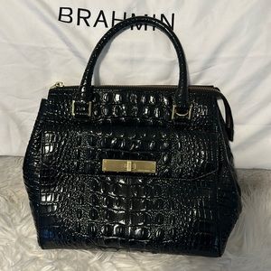 Brahmin Malia Black Melbourne Satchel with extras!!
